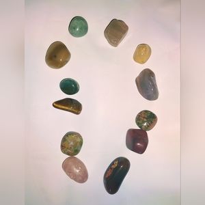 Lot of 12 tumbled assorted authentic gemstones